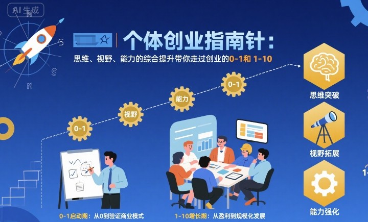 个体创业指南针，思维、视野、能力的综合提升带你走过创业的0-1和1-10【音频】-淘秘副业