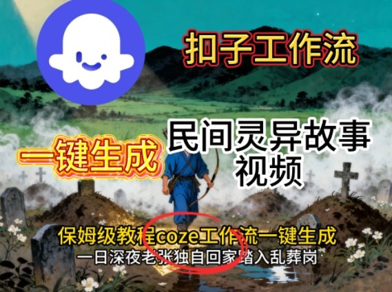 Coze扣子工作流一键生成民间灵异故事视频，保姆级教程搭建教学-淘秘副业