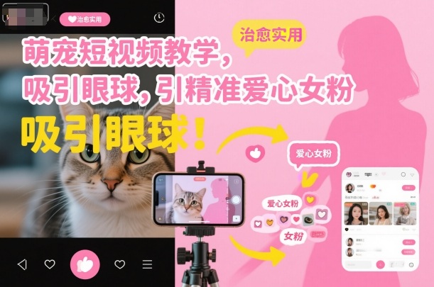 萌宠短视频教学，吸引眼球，引精准爱心女粉-淘秘副业
