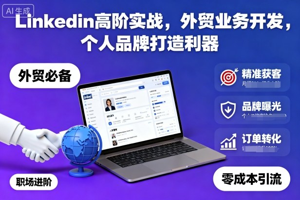 Linkedin高阶实战，外贸业务开发，个人品牌打造利器-淘秘副业
