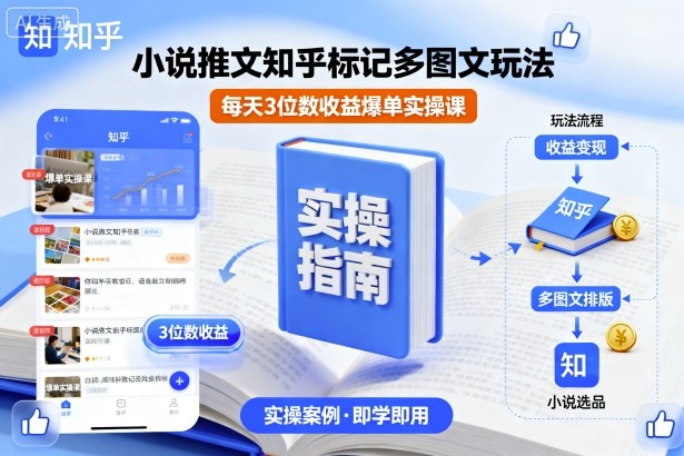 小说推文知乎标记多图文玩法，每天3位数收益爆单实操课-淘秘副业