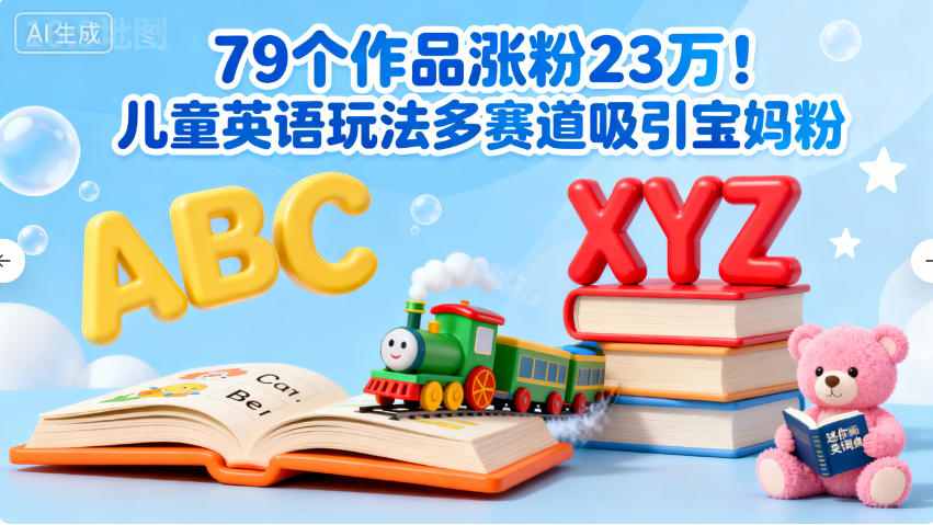 79个作品涨粉23w！儿童英语玩法多赛道吸引宝妈粉-淘秘副业