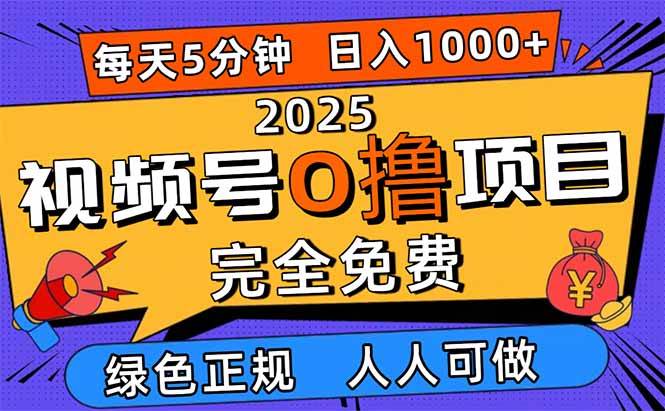 (16388期)2025视频号0撸项目,5分钟一个号,日入1000+,人人可做