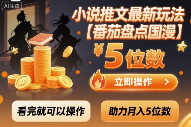 小说推文最新玩法，助力月入5位数【番茄盘点国漫】玩法，看完就可以操作-淘秘副业