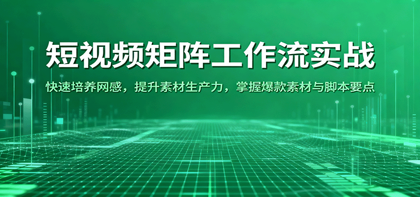 短视频矩阵工作流实战：快速培养网感，提升素材生产力，掌握爆款素材与脚本要点-淘秘副业