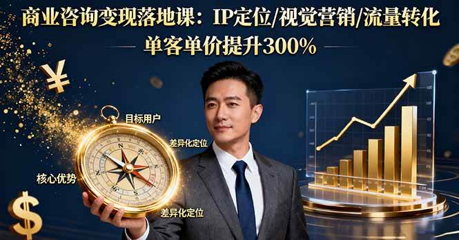 （16249期）商业咨询变现落地课：IP定位/视觉营销/流量转化，单客单价提升300%-淘秘副业