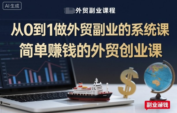 从0到1做外贸副业的系统课，简单賺钱的外贸创业课-淘秘副业