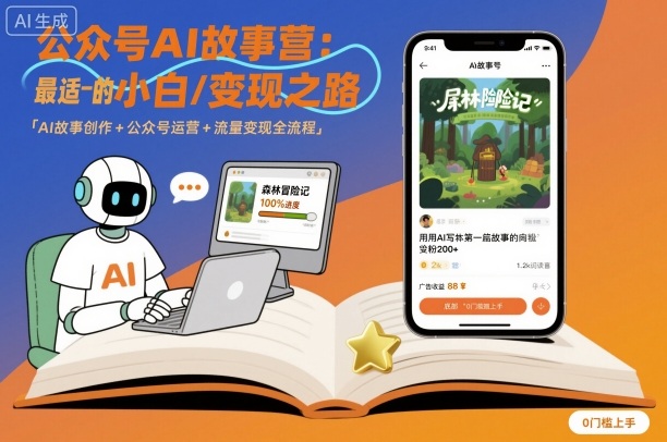 公众号ai故事营，最适合小白的自媒体变现之路-淘秘副业