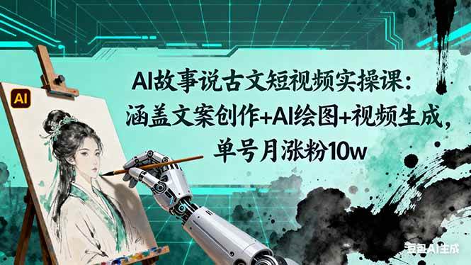 （16369期）AI故事说古文短视频实操课：涵盖文案创作+AI绘图+视频生成，单号月涨粉10w-淘秘副业