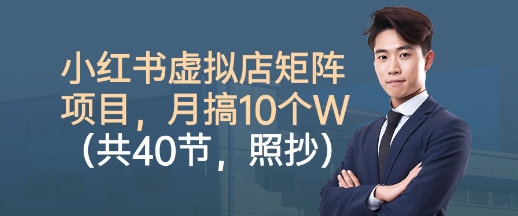 小红书虚拟店矩阵项目，照抄照做，月搞1W+（共40节）-淘秘副业