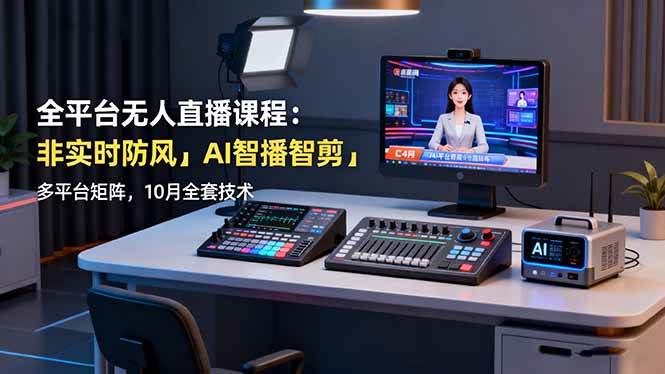 （16279期）全平台无人直播课程：非实时防风＋AI智播智剪＋多平台矩阵，10月全套技术-淘秘副业