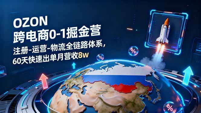 （16277期）OZON跨境电商0-1掘金营：注册-运营-物流全链路体系，60天快速出单月营收8w-淘秘副业