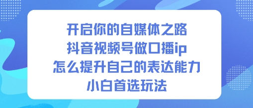 开启你的自媒体之路，抖音视频号做口播ip，怎么提升自己的表达能力，小白首选玩法-淘秘副业