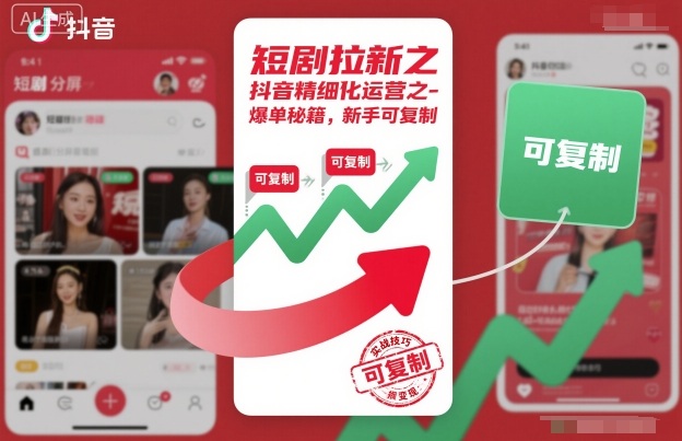 短剧拉新之抖音精细化运营之爆单秘籍，新手可复制-淘秘副业