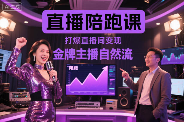 直播陪跑课，金牌主播自然流打爆直播间，复制高变现玩法-淘秘副业