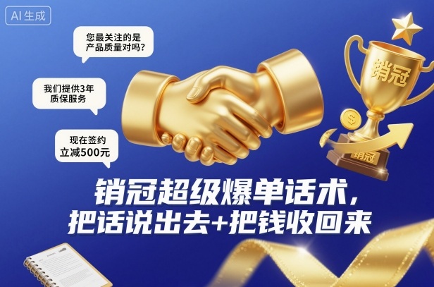 销冠超级爆单话术，把话说出去+把钱收回来-淘秘副业