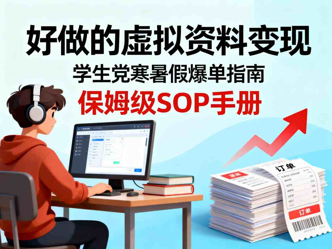 好做的虚拟资料变现，针对学生群体，寒暑假销量夸张【保姆级SOP手册】-淘秘副业