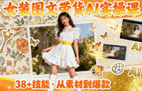 女装图文带货的AI实操课，覆盖38个实用技能，快速提升素材制作效率-淘秘副业