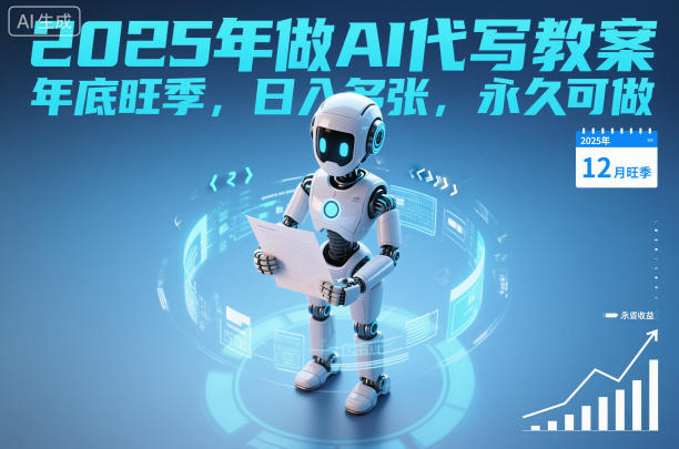 2025年做AI代写教案，年底旺季，日入多张，永久可做-淘秘副业