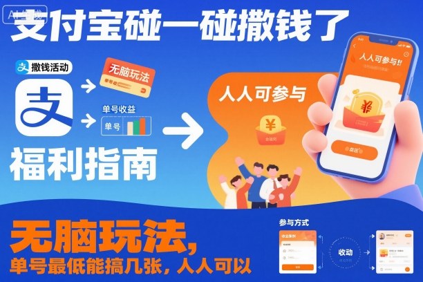 支付宝碰一碰撒钱了，无脑玩法，单号最低能搞几张，人人可以撸【揭秘】-淘秘副业