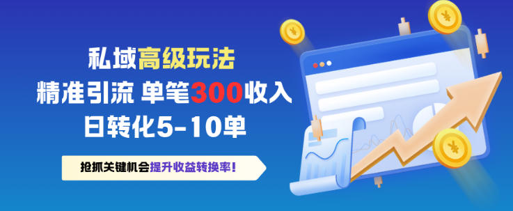 私域高级玩法，精准引流，单笔3张收益，日转化5-10单-淘秘副业