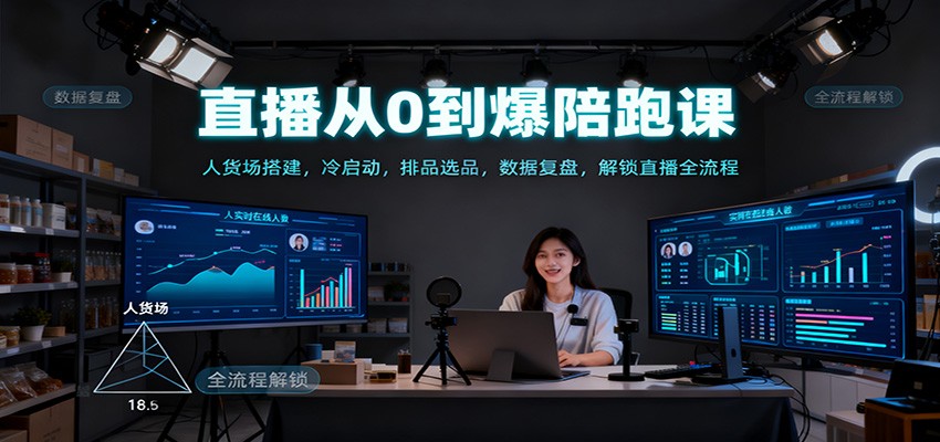 直播从0到爆陪跑课：人货场搭建，冷启动，排品选品，数据复盘，解锁直播全流程-淘秘副业
