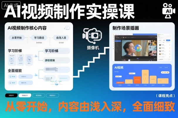 AI视频制作实操课，从零开始，内容由浅入深，全面细致-淘秘副业