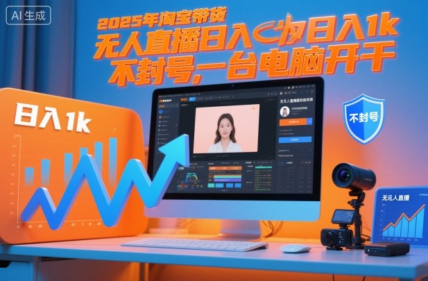 2025年淘宝带货，无人直播日入1k，不封号，一台电脑开干-淘秘副业