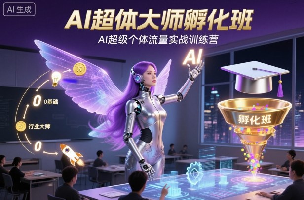 AI超体大师孵化班，AI超级个体流量实战训练营-淘秘副业