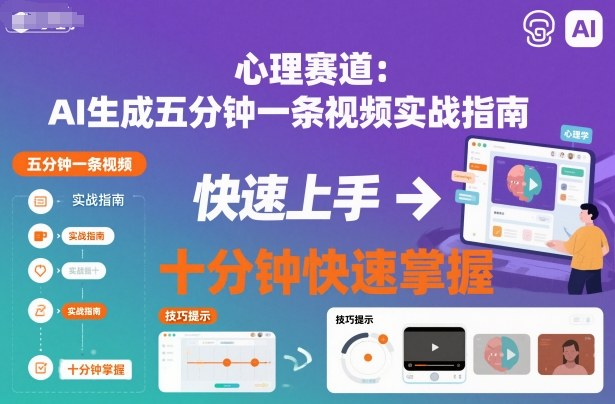 心理赛道：AI生成五分钟一条视频实战指南，十分钟快速掌握-淘秘副业