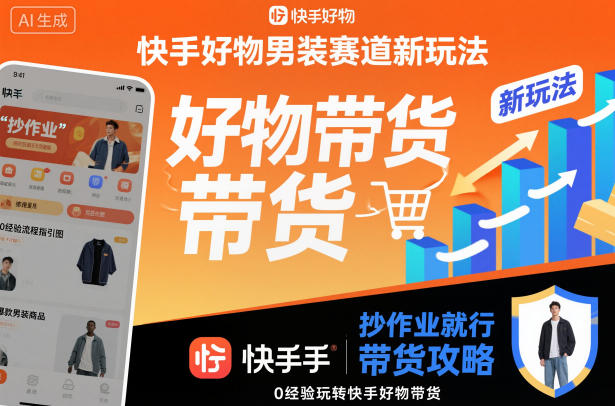 快手好物男装赛道新玩法，抄作业就行，0经验玩转快手好物带货-淘秘副业