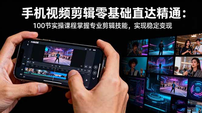 （16466期）手机视频剪辑零基础直达精通：100节实操课程掌握专业剪辑技能，实现稳…-淘秘副业