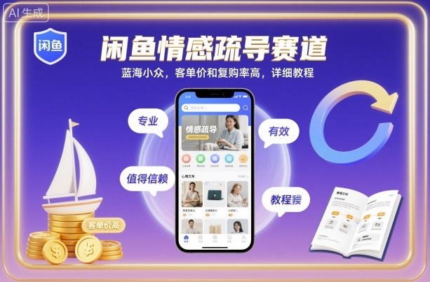 闲鱼情感疏导赛道，蓝海小众，客单价和复购率高，详细教程-淘秘副业