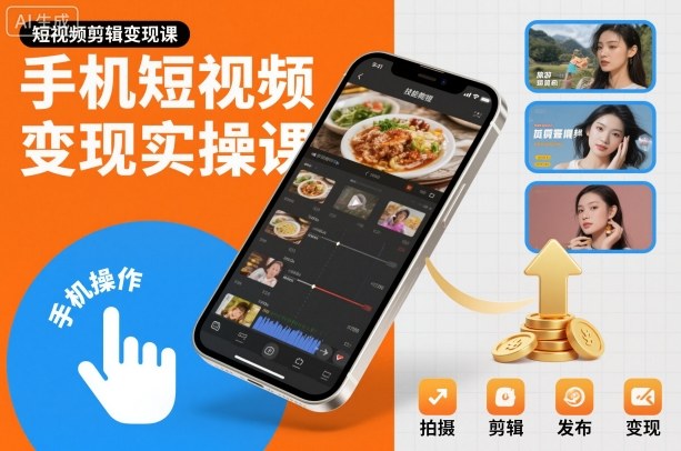 手机短视频变现实操课，短视频剪辑变现课-淘秘副业