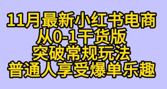 K总部落《11月小红书电商最新玩法从0-1突破平台流量》-淘秘副业
