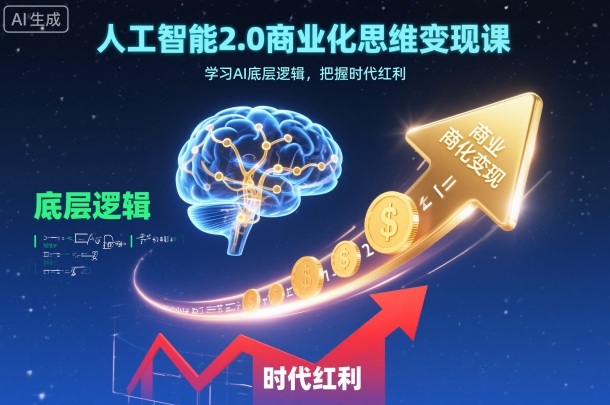 人工智能2.0商业化思维变现课，学习AI底层逻辑，把握时代红利-淘秘副业