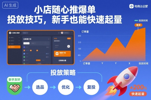 小店随心推爆单投放技巧，新手也能快速起量-淘秘副业