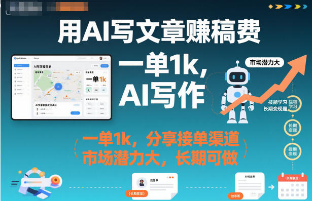 用AI写文章賺稿费，一单1k，分享接单渠道，市场潜力大，长期可做-淘秘副业