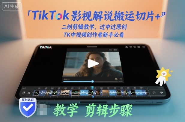 TikTok影视解说搬运切片+二创剪辑教学，过中过原创，TK中视频创作者新手必看-淘秘副业
