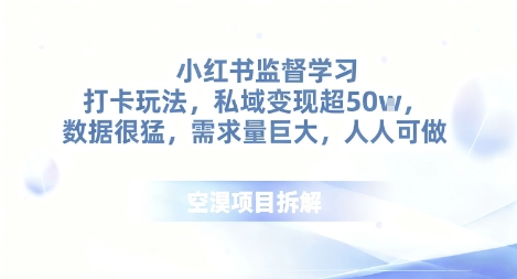 小红书监督学习打卡玩法，私域变现超50个，数据很猛，需求量巨大，人人可做-淘秘副业