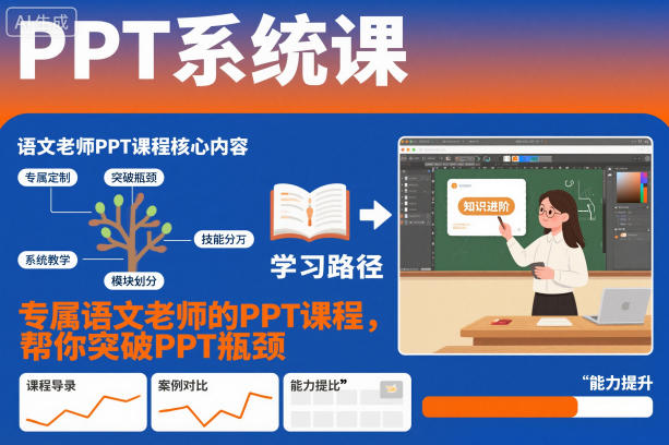 PPT系统课，专属语文老师的PPT课程，帮你突破PPT瓶颈-淘秘副业
