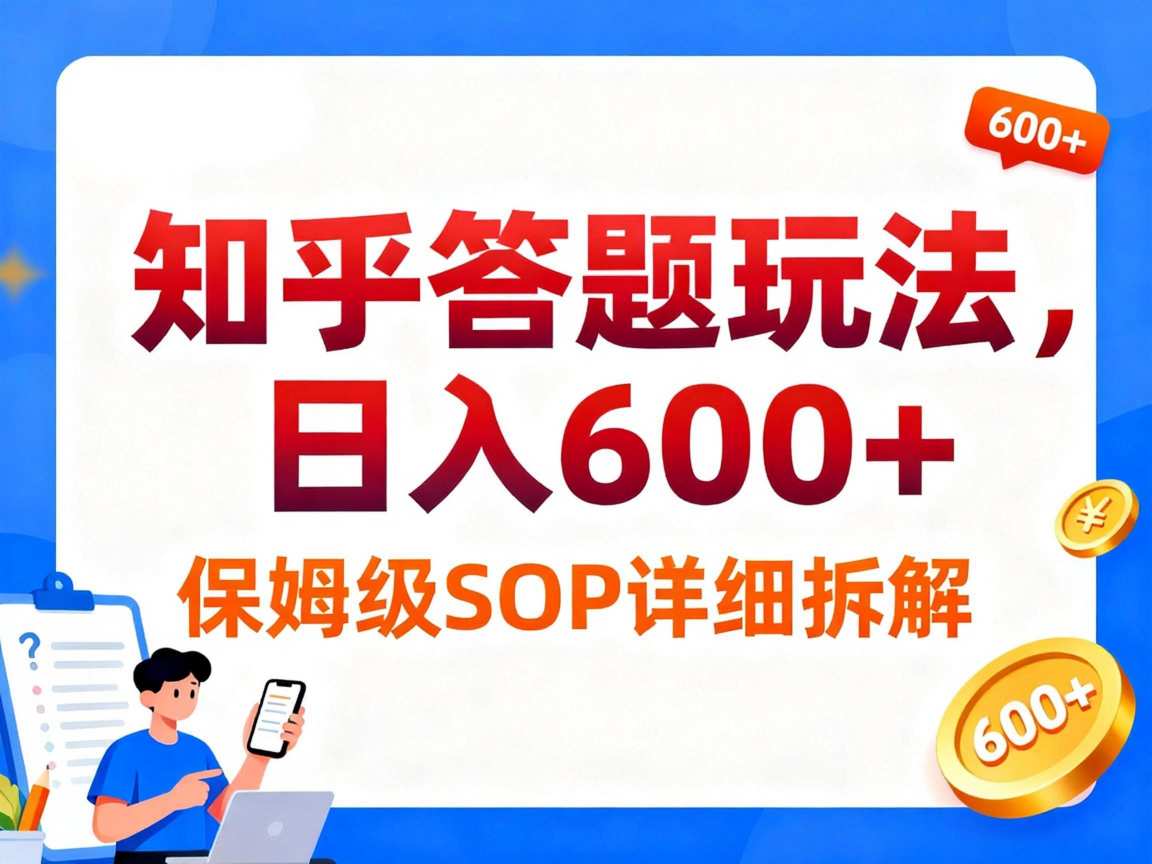 知乎答题玩法，日入6张，保姆级SOP详细拆解-淘秘副业