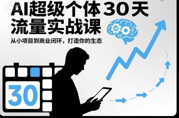 AI超级个体30天流量实战课，从小项目到商业闭环，打造你的生态-淘秘副业