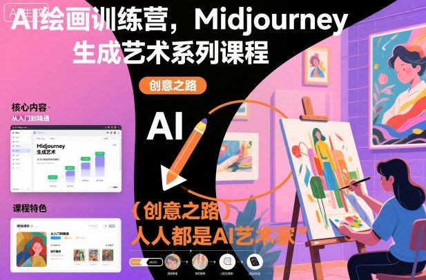 AI绘画训练营，Midjourney生成艺术系列课程，人人都是AI艺术家-淘秘副业