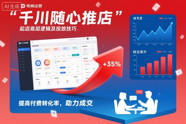 千川随心推起店底层逻辑及投放技巧，提高付费转化率，助力成交-淘秘副业