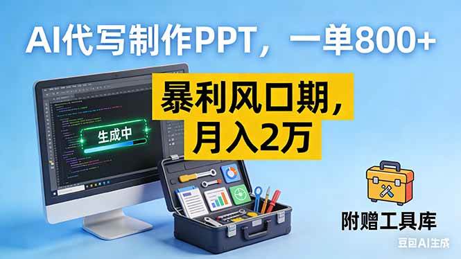 （16967期）AI代写制作PPT，一单800+， 暴利风口期，月入2万【附工具】-淘秘副业
