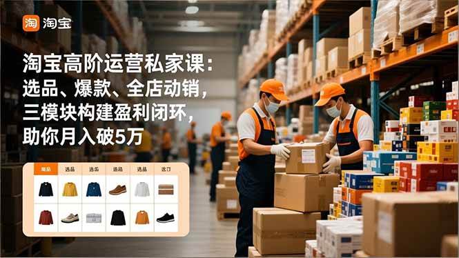 （16865期）淘宝高阶运营私家课：选品、爆款、全店动销，三模块构建盈利闭环，助你月入破5万-淘秘副业