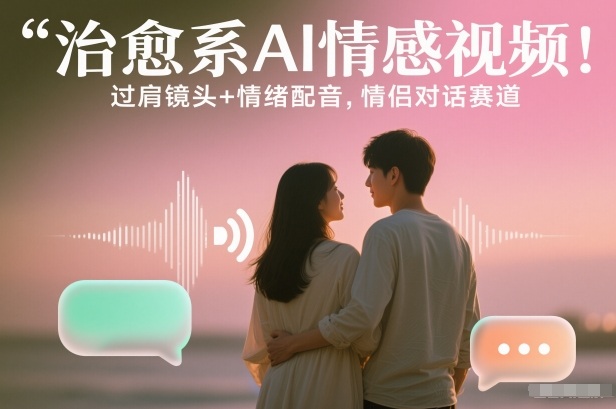 治愈系AI情感视频！过肩镜头+情绪配音，情侣对话赛道-淘秘副业