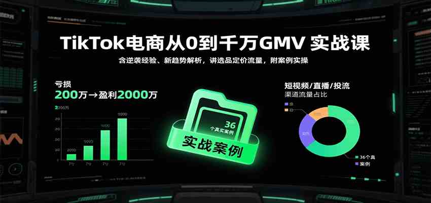 TikTok电商从0到千万GMV实战课，含逆袭经验、新趋势解析，讲选品定价流量等（更新）-淘秘副业