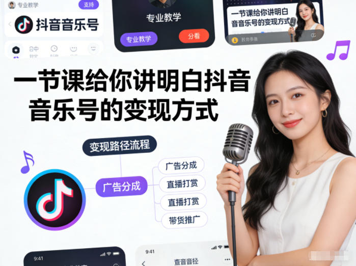 一节课给你讲明白抖音音乐号的变现方式-淘秘副业